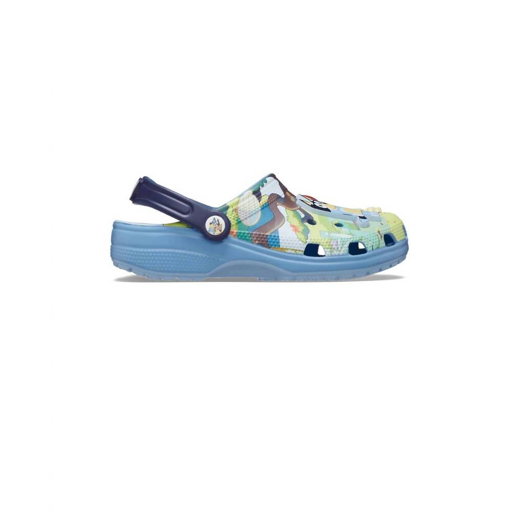 NEW CROCS kid's bluey classic clogs in blue/green
